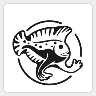 Walking Fish dark ink. Minimal, dorky design for evolving people Sticker